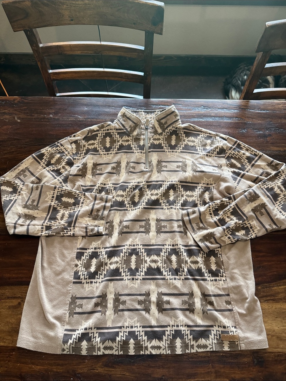 Men's Beige Aztec Quarter-Zip Sweater